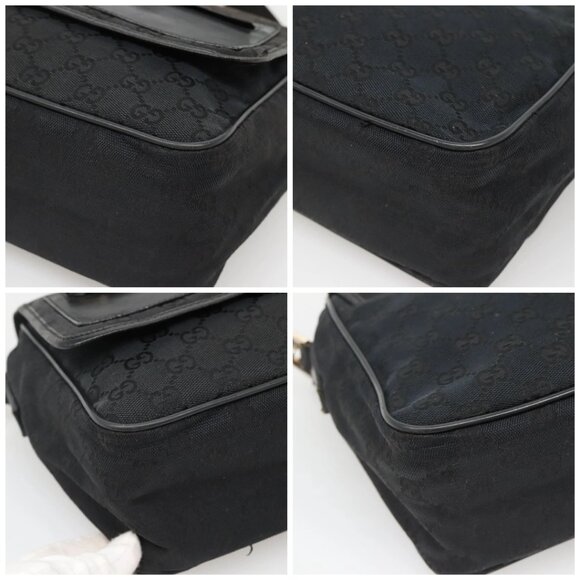 GUCCI GG Canvas Shoulder Bag Black Gold 019 0375 Auth 141991 - Picture 14 of 16